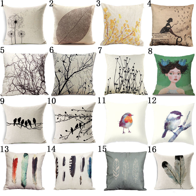 Online discount shop Australia - Modern Simple Plant Decorative Pillow Case Chair Waist Square 45x45cm Cotton Linen Pillow Cover Home Textile Living