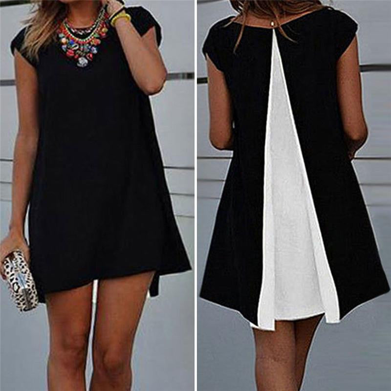 Style Women Patchwork chiffon Blouse Top Ladies O neck Short Sleeve Loose Casual Shirts Dress Plus Size