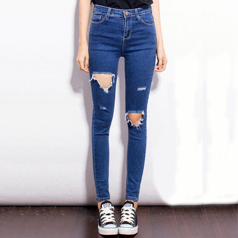 Online discount shop Australia - Fashion Casual Women Brand Vintage High Waist Skinny Denim Jeans Slim Ripped Pencil Jeans Hole Pants Female Sexy Girls Trousers