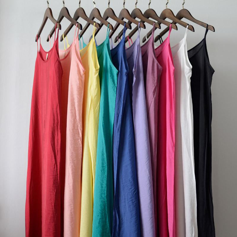 Summer Dress Solid Multi-Color Natural Silk Cotton Slips Dresses Plus Size Slip S200