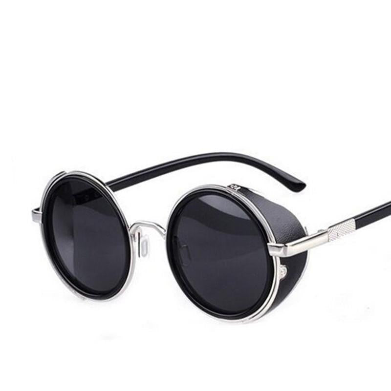 Steampunk Sunglasses Women Round Glasses Goggles Men Side Visor Circle Lens Unisex Vintage Retro Style Punk