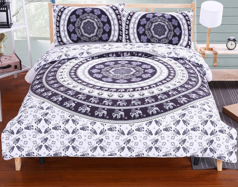 Boho Bedding Set Elephant Tree Black Printed Bohemia Duvet Cover Bedspread Twin Full Queen King Cal-King Factory-Dollar Bargains Online Shopping Australia