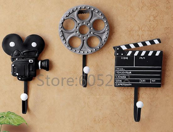 3 Pieces/Set Movie Music Maker Styles Resin Hooks Wall Mounted Film Equipment Design Metal Storage Hooks-Dollar Bargains Online Shopping Australia