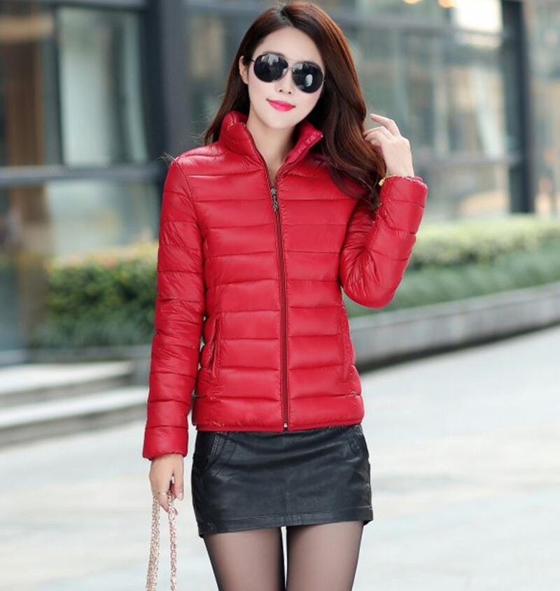 Winter Jacket Coat Women Winter Women Parka Short Slim Thickening Down Cotton-padded Jacket Female Outerwear Black Red-Dollar Bargains Online Shopping Australia