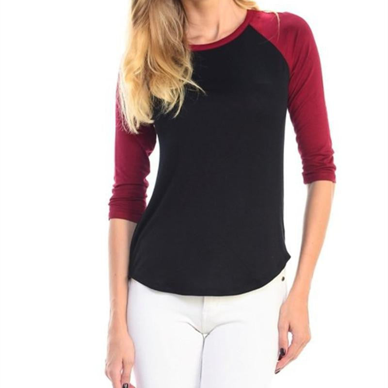 Online discount shop Australia - 8 Color New   T shirts Raglan Shirts Vintage Tee Three-quarters Sleeve O neck Tee T shirt Patchwork