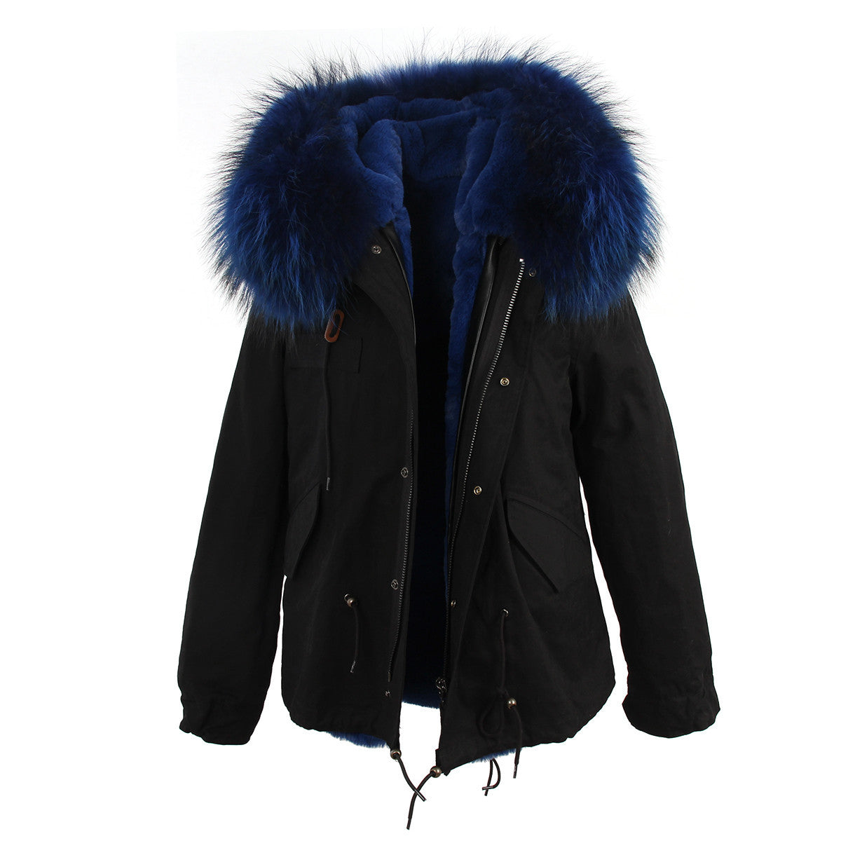 women's army green Large raccoon fur collar hooded coat parkas outwear 2 in 1 detachable lining winter jacket brand style-Dollar Bargains Online Shopping Australia