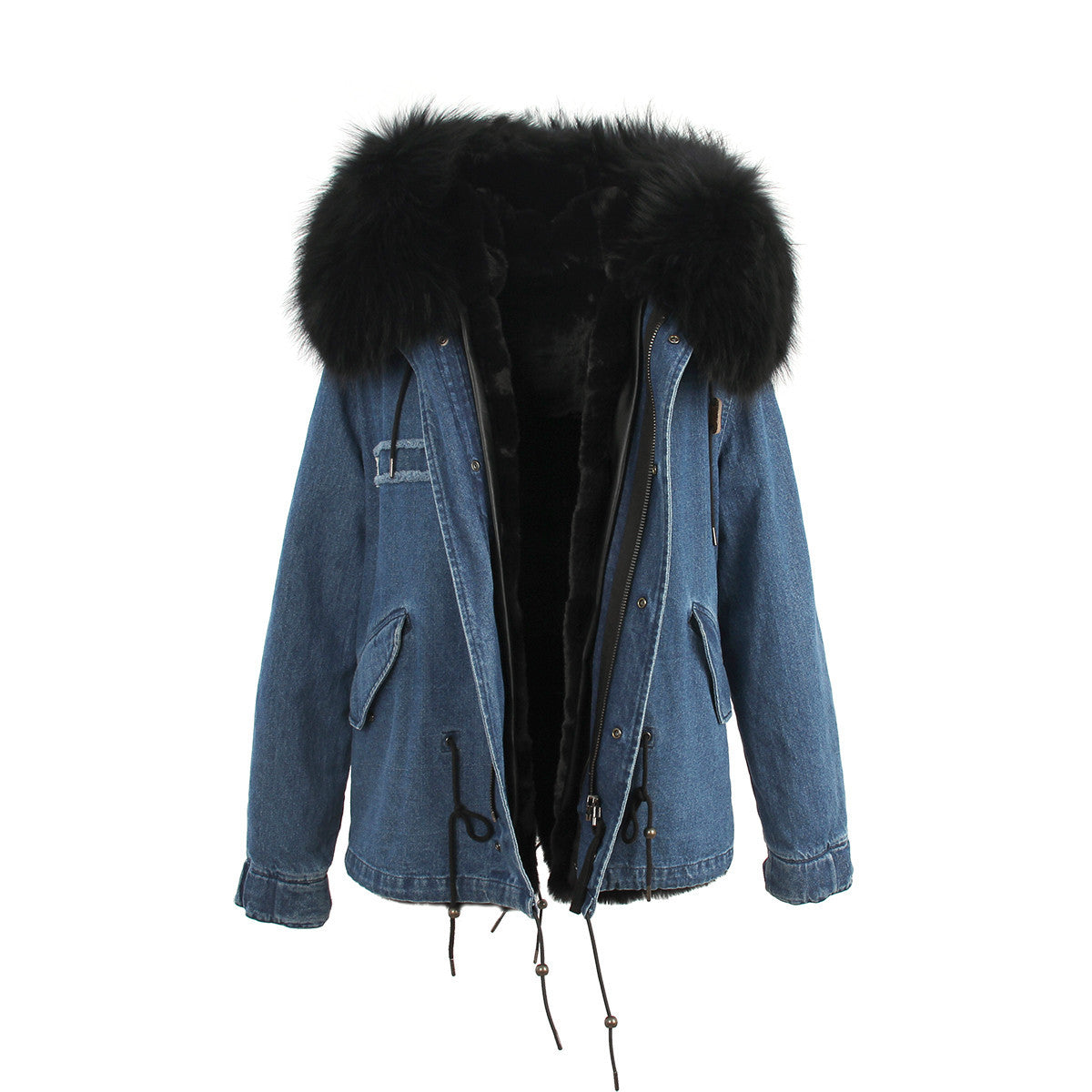 women's army green Large raccoon fur collar hooded coat parkas outwear 2 in 1 detachable lining winter jacket brand style-Dollar Bargains Online Shopping Australia