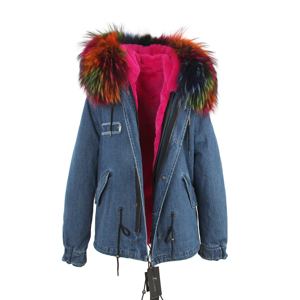 women's army green Large raccoon fur collar hooded coat parkas outwear 2 in 1 detachable lining winter jacket brand style-Dollar Bargains Online Shopping Australia