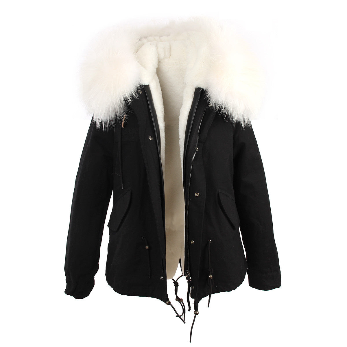 women's army green Large raccoon fur collar hooded coat parkas outwear 2 in 1 detachable lining winter jacket brand style-Dollar Bargains Online Shopping Australia