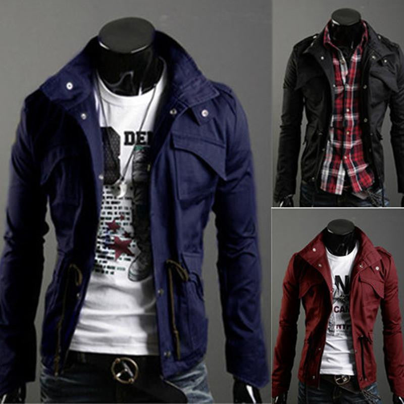 Slim Top Designed Men's Jacket Exquisite Casual Black Army Green Gray Wine Short Coat 6 Sizes M-4XL
