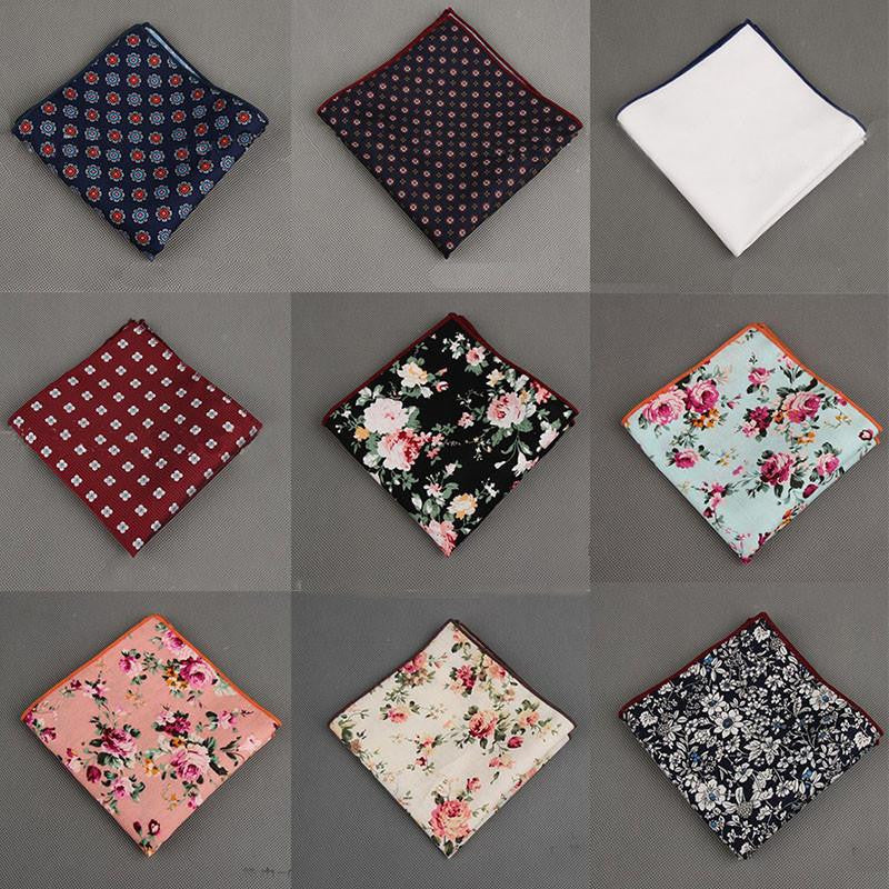 Vintage Cotton+Polyester Handkerchief Floral Printed Pocket Square Wedding 23cm*23cm Hankies For Men Brand Pocket Towel