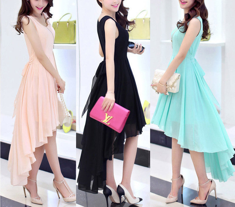 Irregular Lady Dress Summer Fashion Elegant Women Dovetail Dress Bohemia Beach Dress Chiffon Dresses For Girls