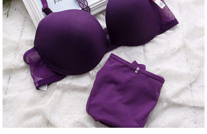 Online discount shop Australia - Fast hot sexy smooth an embroidered front closure bra set back AND straps push up deep V Underwear for women