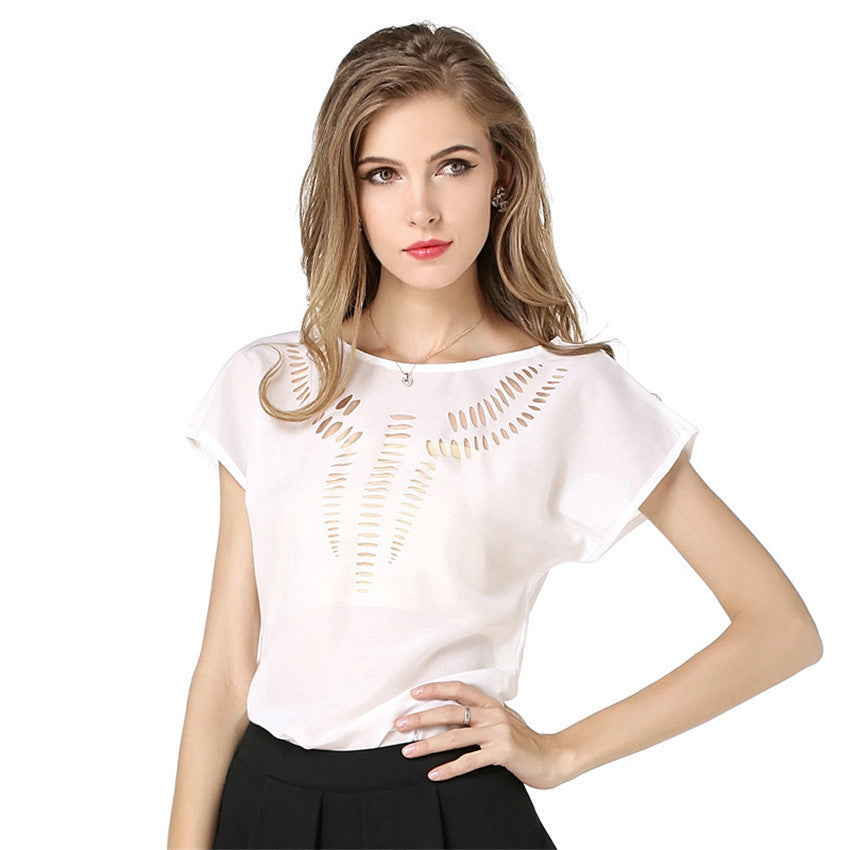 Plus Size Blouses Fashion Woman Pattern Shirts Elegant Girls Slash Casual Chiffon Solid Loose Women's Clothing Leisure