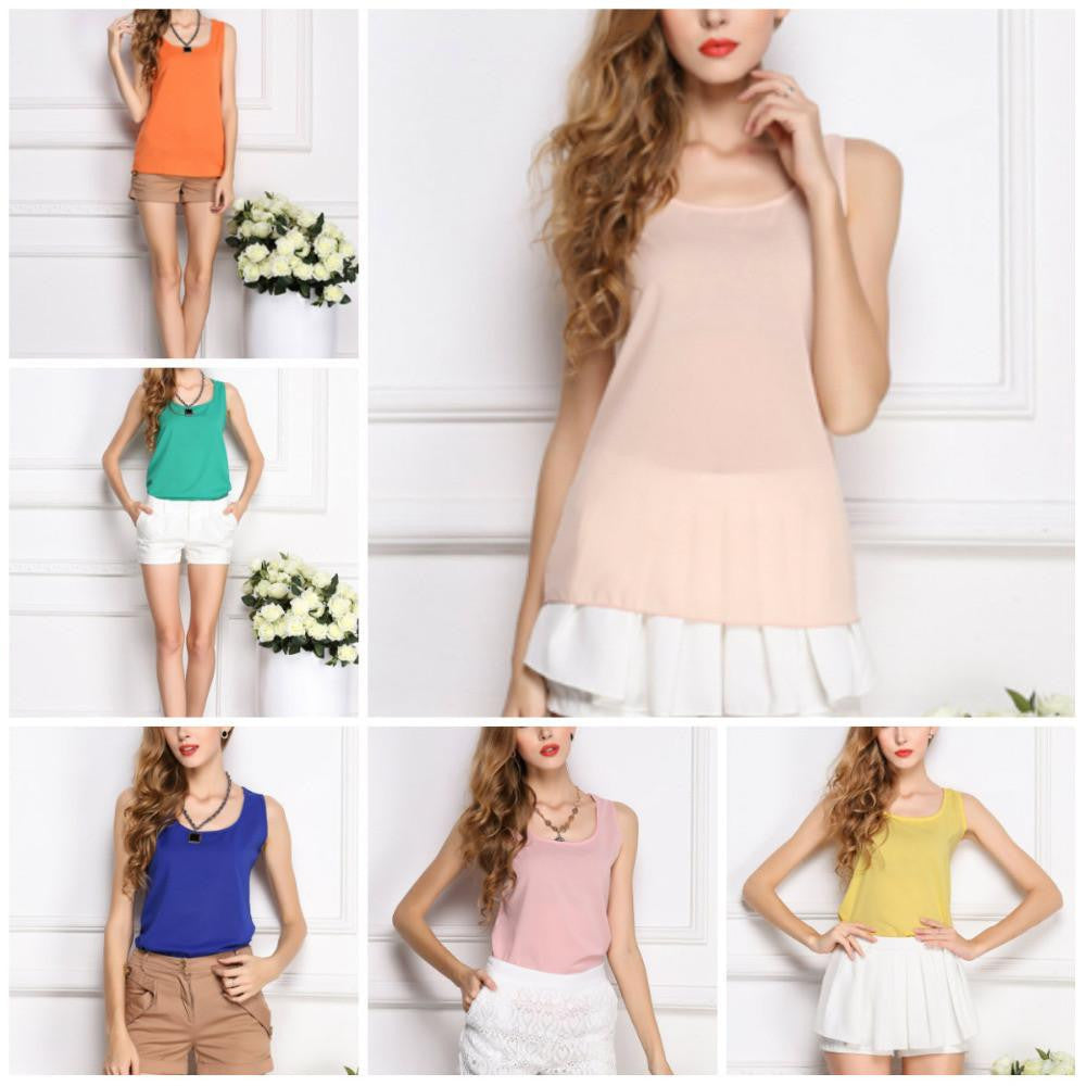 Online discount shop Australia - 6 SIZES  women blouses camisole chiffon vest top female sleeveless basic solid tops