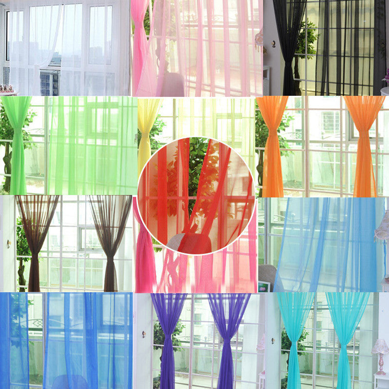 Online discount shop Australia - Fashion Colorful Solid Floral Tulle Voile Door Window Curtain Drape Panel Valances Scarf Divider New