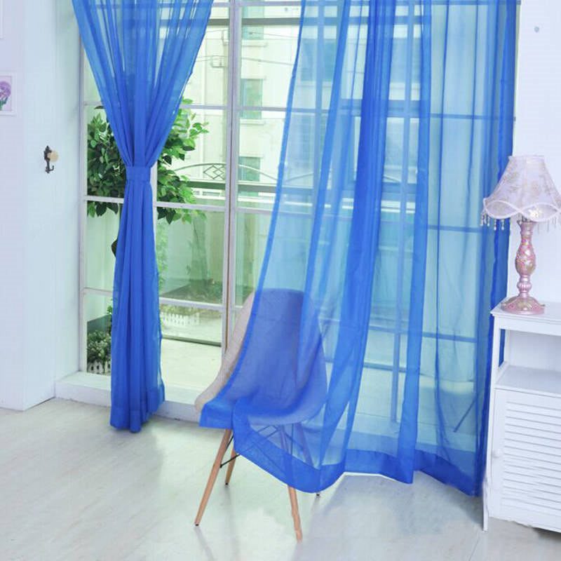 Online discount shop Australia - Fashion Colorful Solid Floral Tulle Voile Door Window Curtain Drape Panel Valances Scarf Divider New