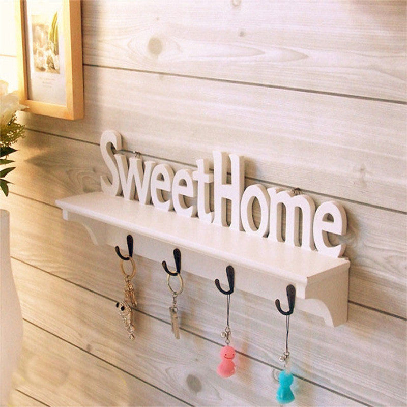 Online discount shop Australia - 1Pcs "Sweet Home" Shelves Hat Key Holders Storage Shelf hanging hooks Wall Mounted Rack Home Holder Storage Hanger Decoration