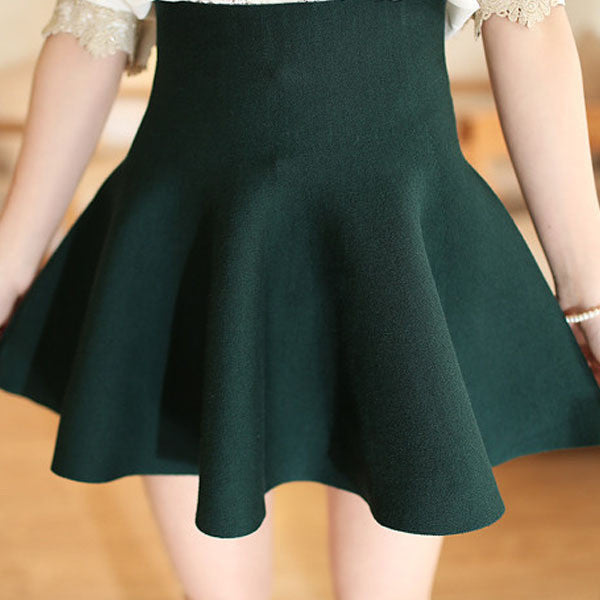 Online discount shop Australia - Casual Sexy Women Mini Skirt High Waisted Flared Pleated Jersey Plain Skater Short Knitted Elastic Skirt