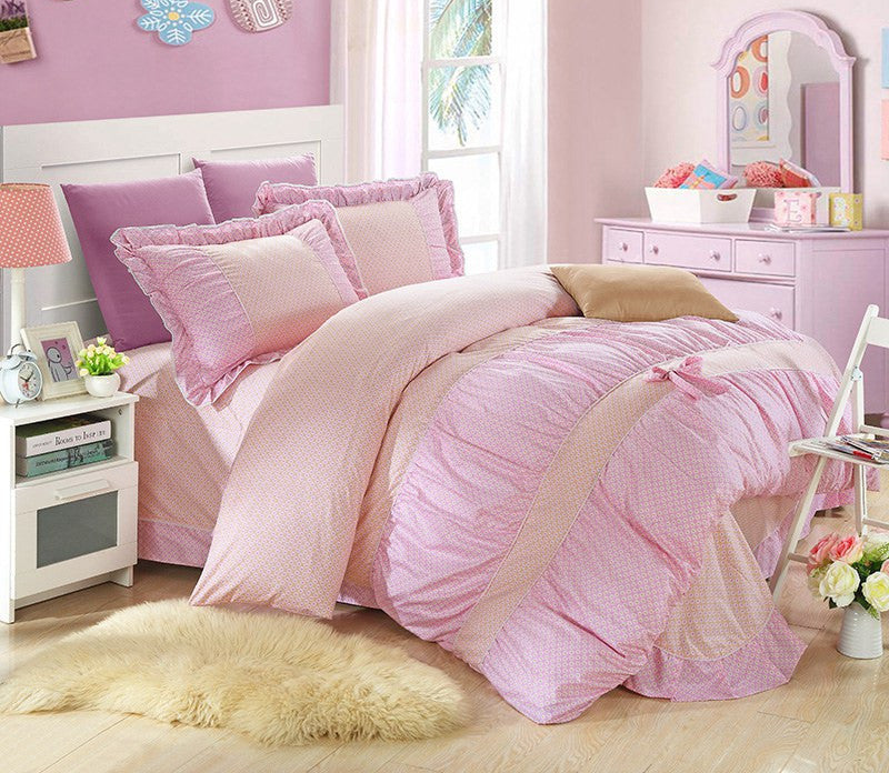 100% Cotton Classic Princess Polka Dot Girls Bedding Sets Bedroom Bed Sheet Duvet Cover Pillowcase Twin Queen King size-Dollar Bargains Online Shopping Australia