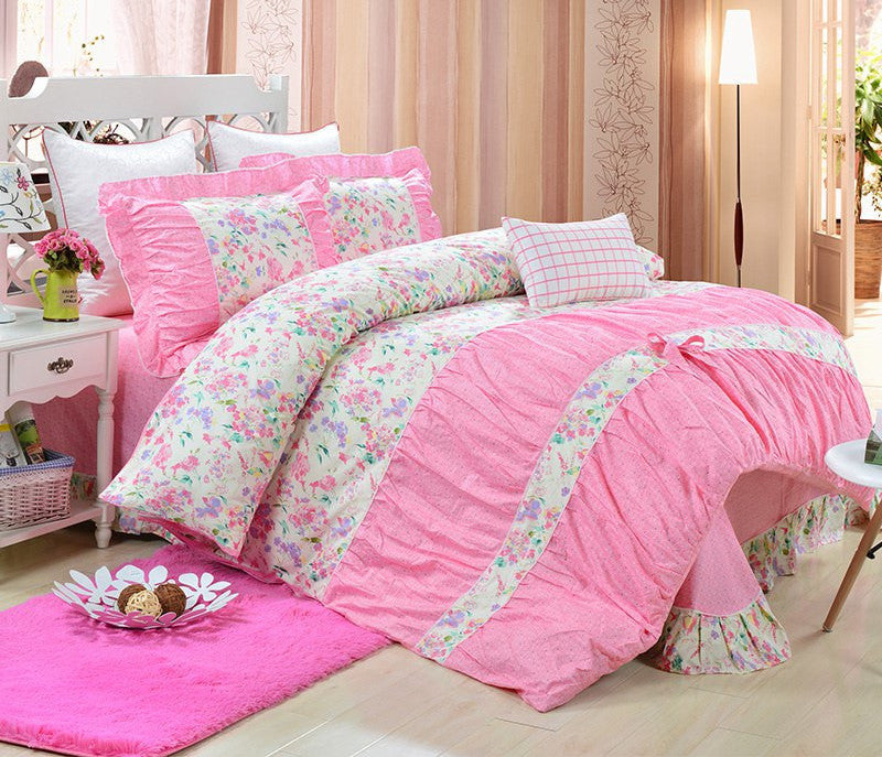 100% Cotton Classic Princess Polka Dot Girls Bedding Sets Bedroom Bed Sheet Duvet Cover Pillowcase Twin Queen King size-Dollar Bargains Online Shopping Australia