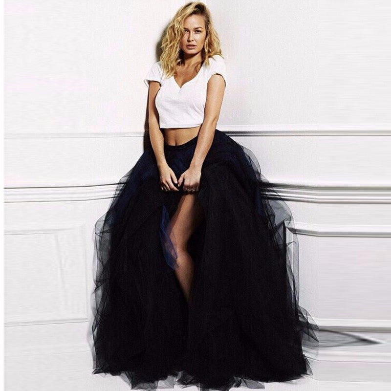 Online discount shop Australia - Hand Made Tulle Long Skirt Female Ball Gown Tutu Skirts Womens Petticoat Adjustable Waist