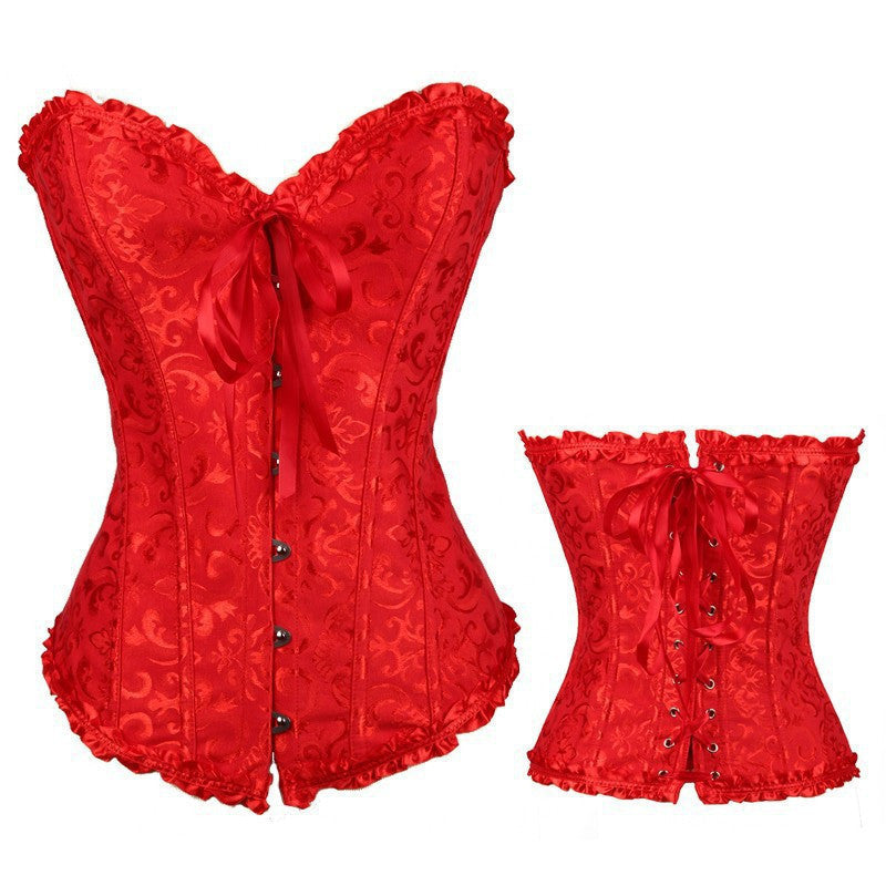 Satin Bone Lace Up Steampunk Corset Sexy Bustier Women Corselet Corset and Bustier Corset Overbust Slim Corset Strapless-Dollar Bargains Online Shopping Australia
