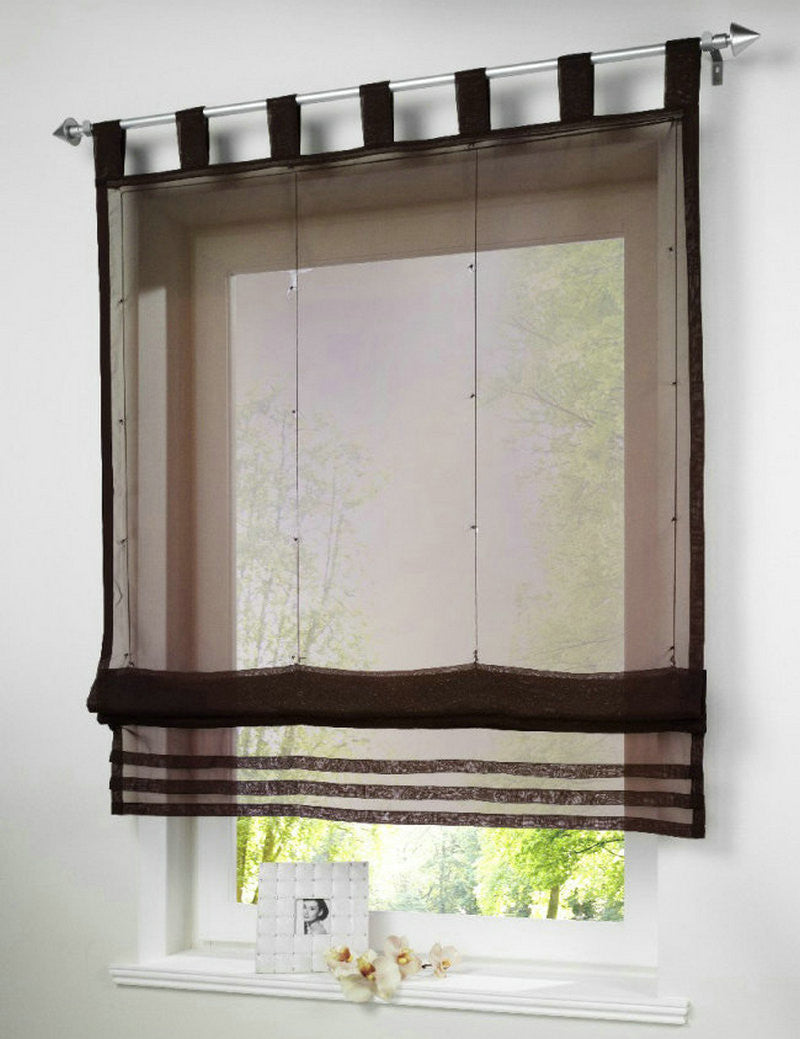 Popular Solid Color Kitchen Balcony Voile Blinds Sheer Window Curtain 1PC