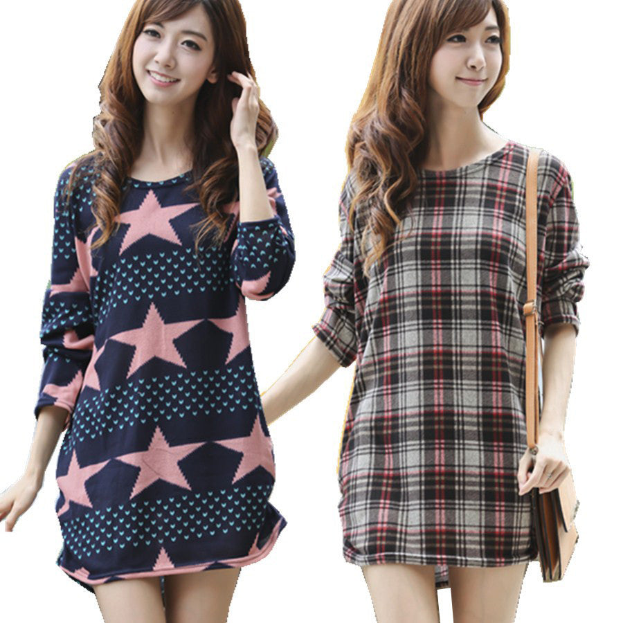 Online discount shop Australia - Autumn winter women dress plus size ropa mujer long sleeve o-neck print tunic tops loose vestidos invierno woman clothes