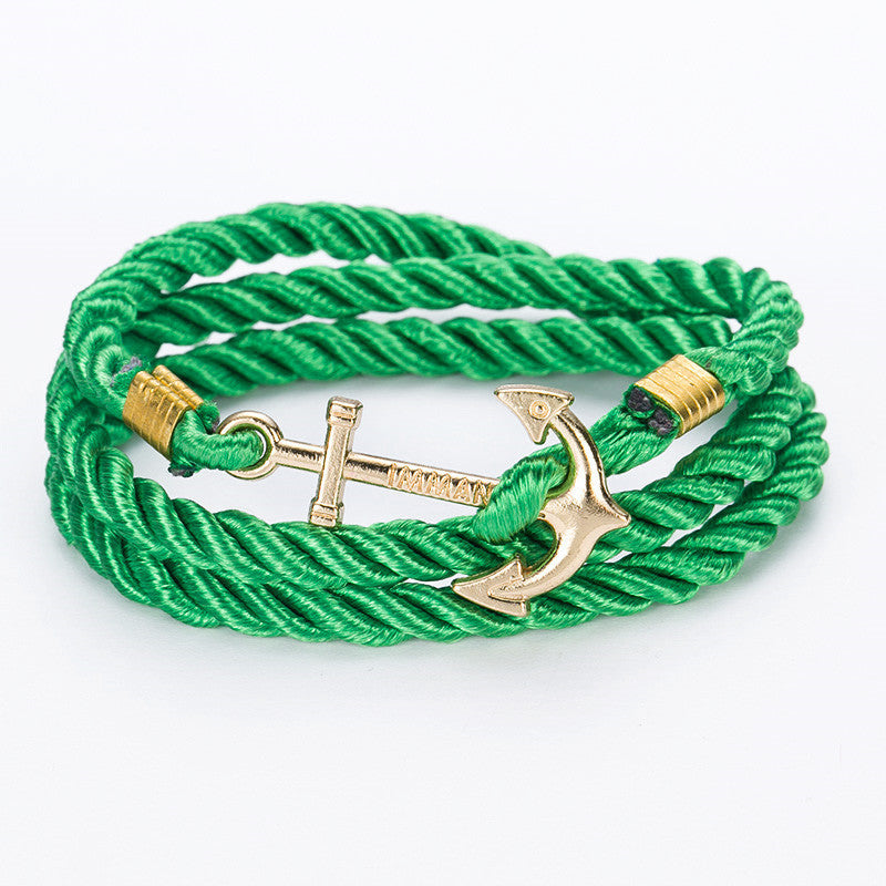 DIY Rope Black Blue Anchor Bracelet Fashion Women Men Hooks Bracelet Bangle Charm Bracelets Jewelry-Dollar Bargains Online Shopping Australia
