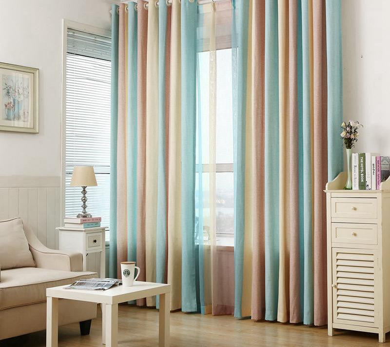 Striped Printed Window Curtains for the Bedroom Fancy Children Modern Curtains for Living Room Faux Linen Curtains for Kids