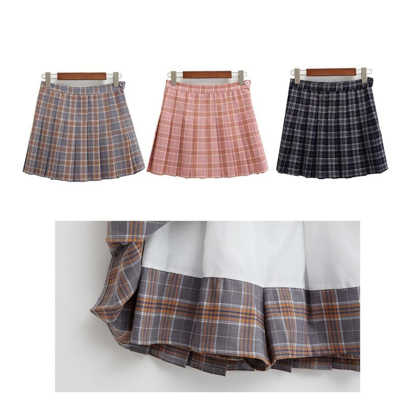Skirts womens korean style plaid pleated skirt rock kawaii high waist fashion women clothing
