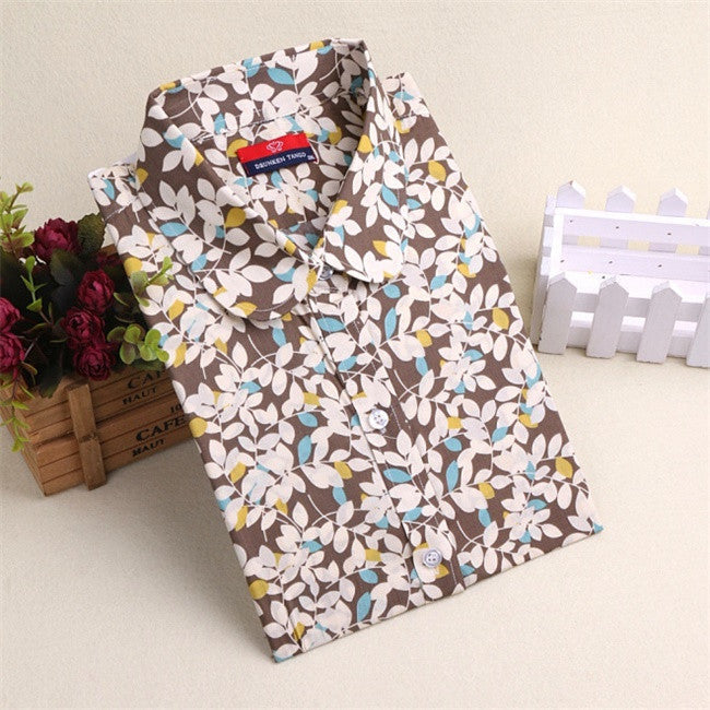 20 Colors Autumn Printing Blouse Long Sleeves Blouses Women Shirts Blusas Femininas Turn Down Collar Shirts Women Tops Fashion-Dollar Bargains Online Shopping Australia