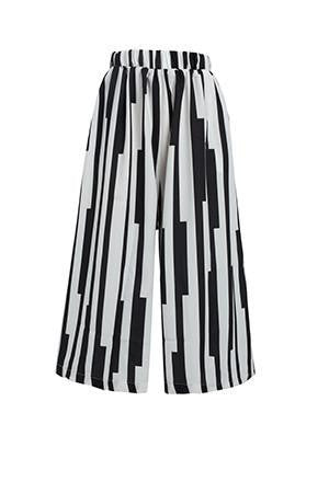 T-INSIDE Fashion Women Elegant Knee Black White Linen Wide Leg Pants Loose Casual Brand Capris Trousers Pantalon Femme