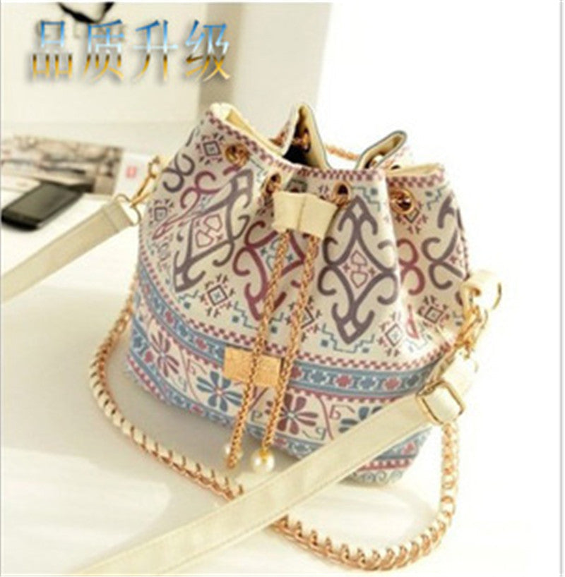 Bohemia Canvas Drawstring Lady Bucket Bag Chains Shoulder Handbags Women's Vintage Messenger Bags Bolsa Feminina Bolsos-Dollar Bargains Online Shopping Australia