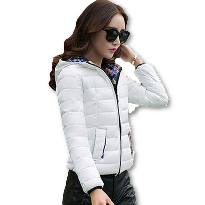 Fashion Women Winter Coat Long Sleeve Print Floral Hooded Slim Winter Parka Plus Size Cotton-Padded Jackets QH197-Dollar Bargains Online Shopping Australia