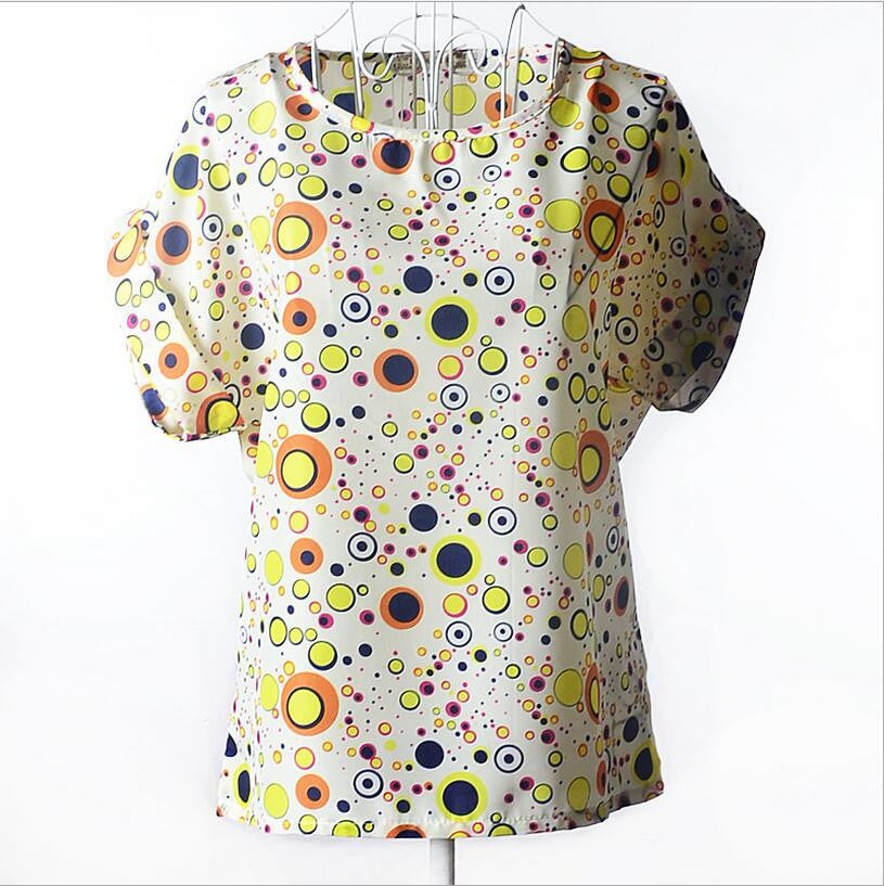 Shirt Women Blouses Kimono Chiffon Blouse Plus Size Summer Loose Colorful Print Casual Short Sleeve Blusa Feminina Stripe-Dollar Bargains Online Shopping Australia