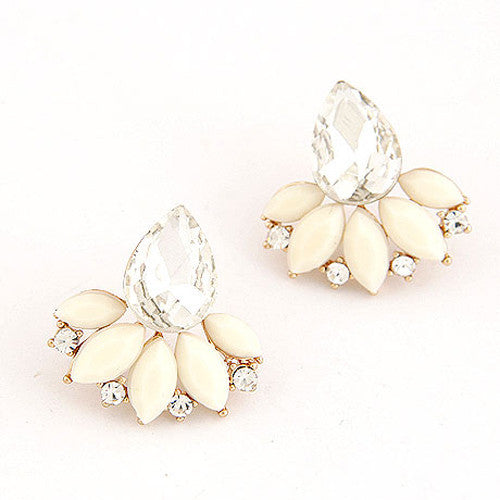 Brand Design Retro Exquisite Women Acrylic Flower Crystal Gem Cubic Zircon Stud Earrings For Women Accessories PT31-Dollar Bargains Online Shopping Australia