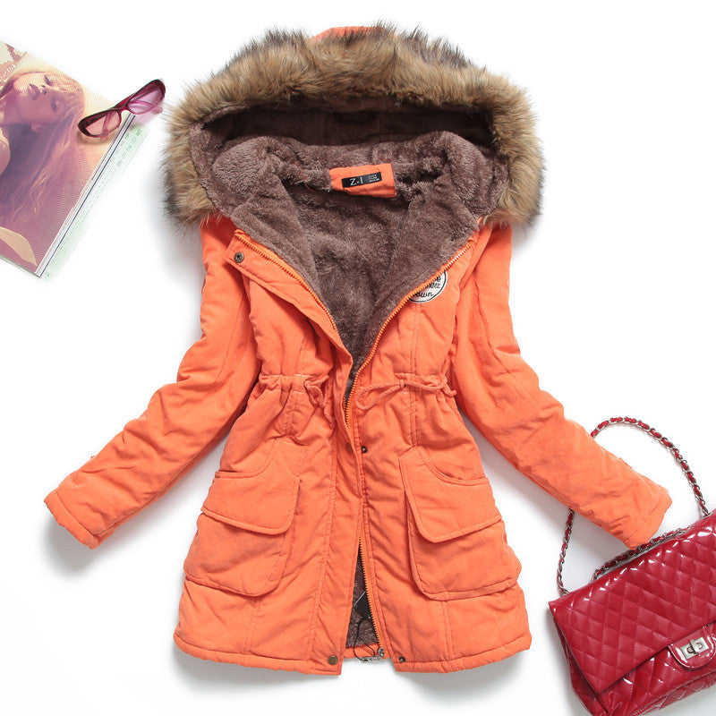 winter women jacket medium-long thicken plus size 4XL outwear hooded wadded coat slim parka cotton-padded jacket overcoat-Dollar Bargains Online Shopping Australia