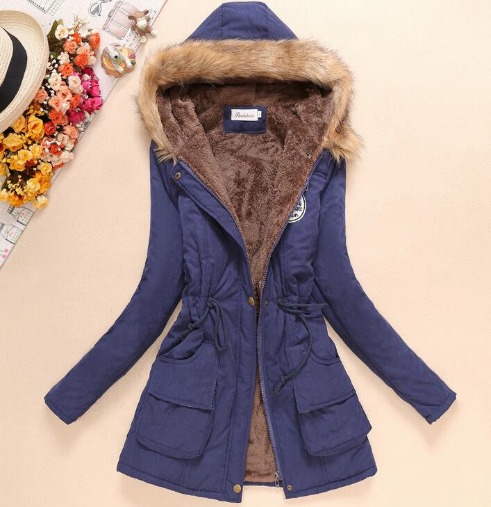 winter women jacket medium-long thicken plus size 4XL outwear hooded wadded coat slim parka cotton-padded jacket overcoat-Dollar Bargains Online Shopping Australia