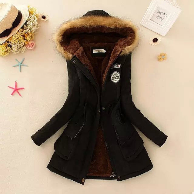 Thicken Warm Winter Fur Collar Jackets for Women Women's Long Down Parka Plus Size 3XL Parka Hoodies Parkas for Women-Dollar Bargains Online Shopping Australia