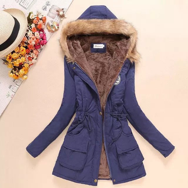 Thicken Warm Winter Fur Collar Jackets for Women Women's Long Down Parka Plus Size 3XL Parka Hoodies Parkas for Women-Dollar Bargains Online Shopping Australia