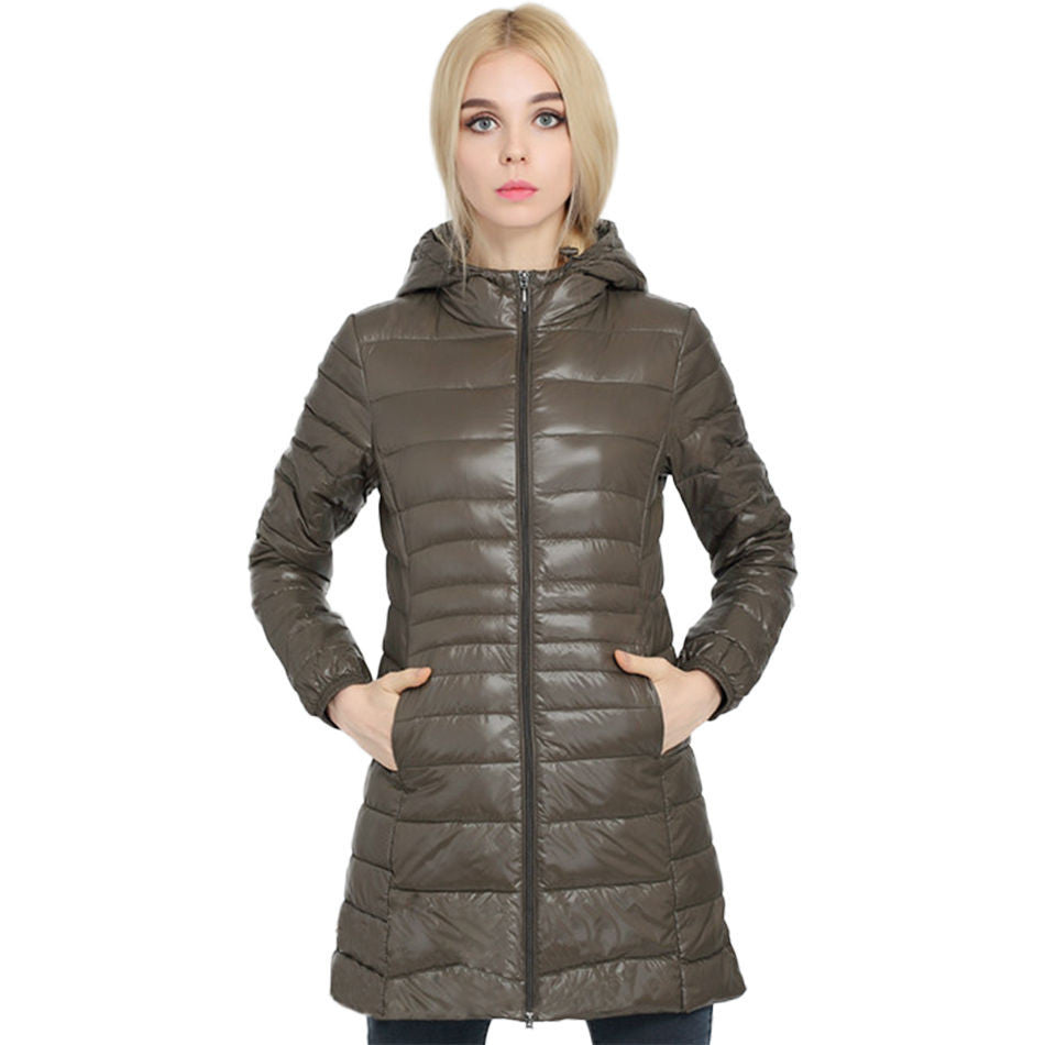 Brand Ladies Long Spring Autumn Overcoat Women Ultra Light 90% White Duck Down Coat With Bag ladies' Jackets-Dollar Bargains Online Shopping Australia