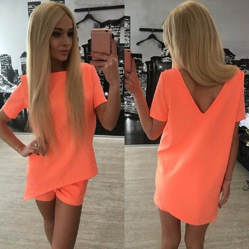 Summer Women Casual Suits Short Sleeve Irregular Tops&Shorts Sexy Dress Sets Plus Size Women's Clothing Y0559-Dollar Bargains Online Shopping Australia