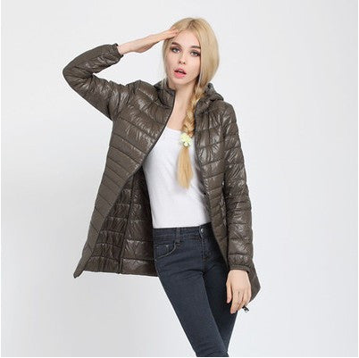 Snowka Down Parka Famous Brand Designer Winter Jacket Women Long White Duck Down Jacket Outwear Ultralight Hooded Thin Coat-Dollar Bargains Online Shopping Australia