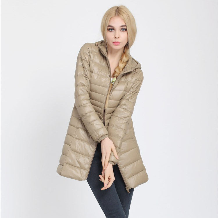 Snowka Down Parka Famous Brand Designer Winter Jacket Women Long White Duck Down Jacket Outwear Ultralight Hooded Thin Coat-Dollar Bargains Online Shopping Australia