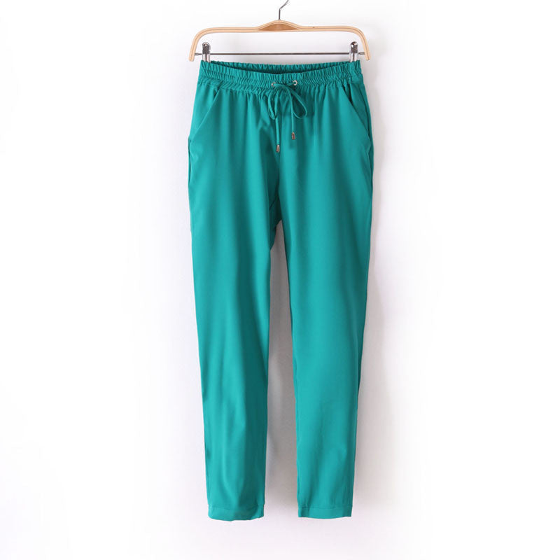 Chiffon Pants Summer Women Pants Harem Pants Drawstring Elastic Waist Pants Casual Plus Size Women Trousers-Dollar Bargains Online Shopping Australia
