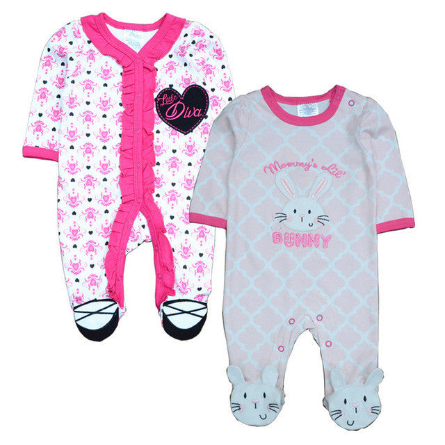 2 Pcs/lot born Baby Girl Clothes 100%Cotton Baby Girl Boy Romper Cotton Long Sleeve Unisex Infant Clothing-Dollar Bargains Online Shopping Australia
