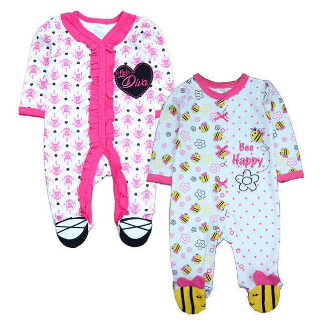 2 Pcs/lot born Baby Girl Clothes 100%Cotton Baby Girl Boy Romper Cotton Long Sleeve Unisex Infant Clothing-Dollar Bargains Online Shopping Australia