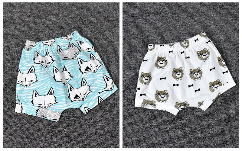 2Pcs/Lot Cute Cartoon Animal Fox Panda Pattern Baby Short For Infants Clothing Girls Boys Harem PP Shorts Pants Toddler Bloomers-Dollar Bargains Online Shopping Australia